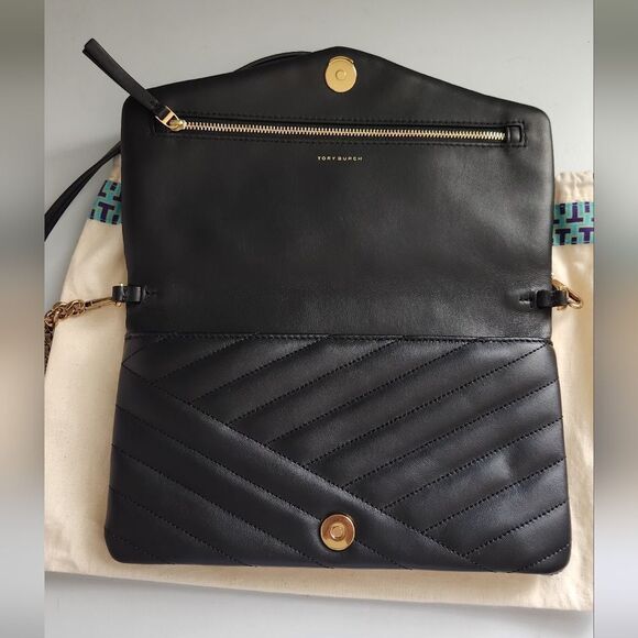Tory Burch Kira Black Leather Shoulder Bag / Clutch - Picture 3 of 11